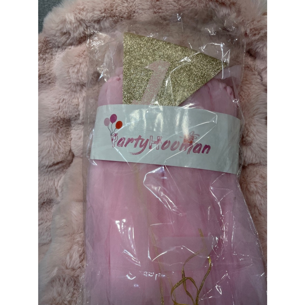 Girl PartyHooMan One Size Pink and Gold or Rose gold decoration for high chair